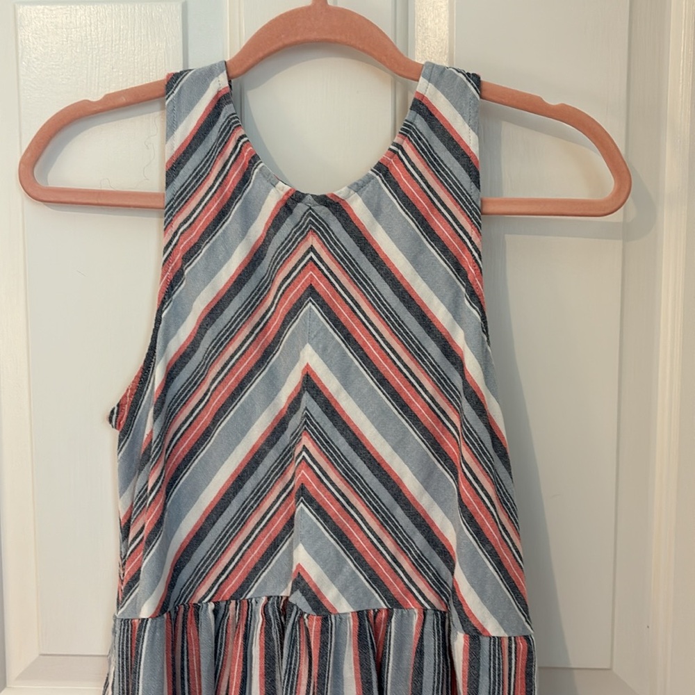 Sleeveless Striped Midi Dress in Gray and Pink - Picture 2 of 4